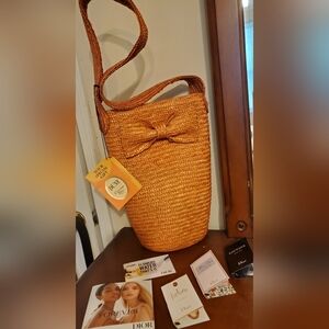 Christian Dior Shoulder Bucket Straw Bag